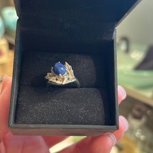 Unique 1970’s Blue Diamond Star Center 2 carrot sapphire ring.